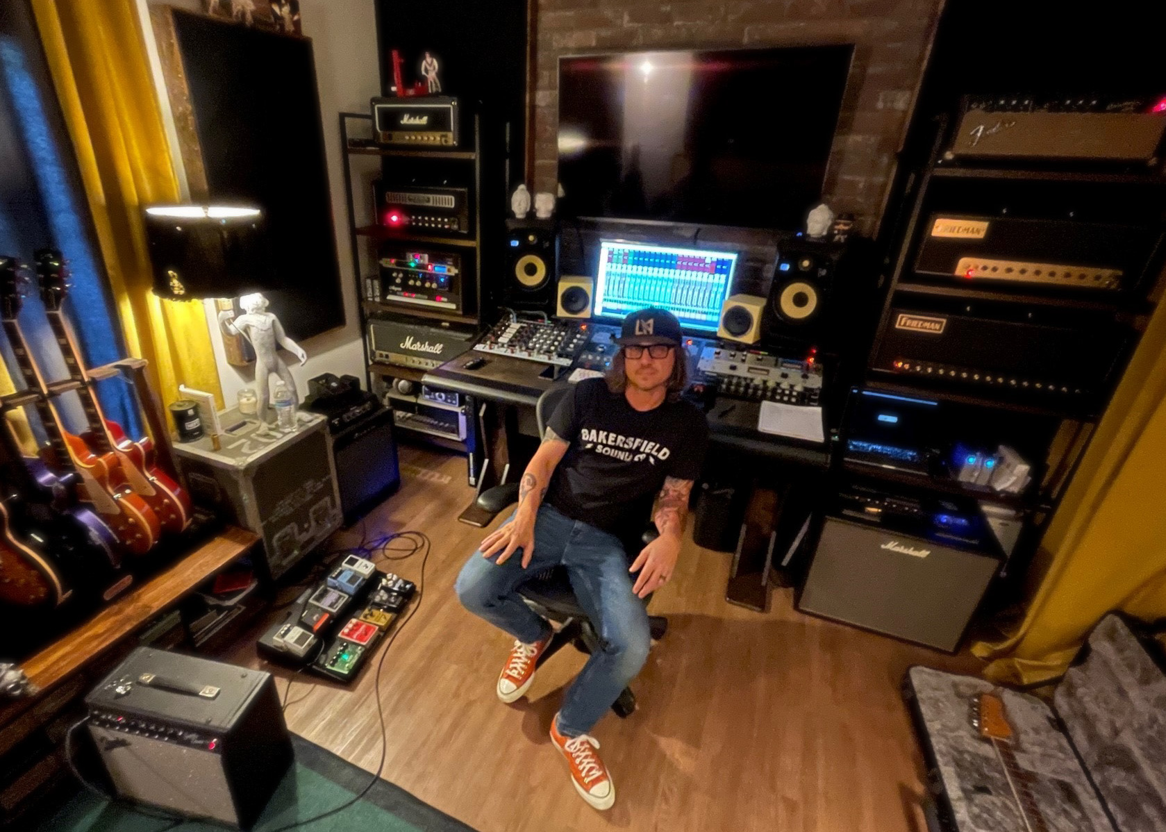 Barry Pointer with his KRK V-Series 8 Studio Monitors at Riott House Studio