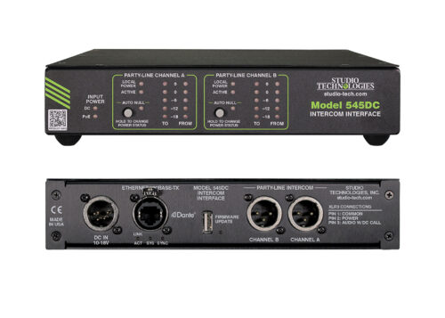 Studio Technologies Announces Enhanced Model 545DC & Model 545DR Intercom Interfaces